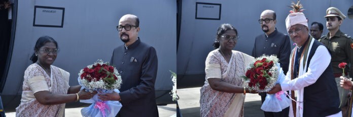 राष्ट्रपति द्रौपदी मुर्मु का जगदलपुर आगमन: राज्यपाल रमेन डेका और मुख्यमंत्री विष्णुदेव साय ने मां दंतेश्वरी एयरपोर्ट पर किया आत्मीय स्वागत